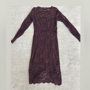 Express Long Sleeve Lace Dress in Rich Purple